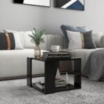 Modern Black Coffee Table Engineered Wood Storage Shelf Home Decor Easy Clean