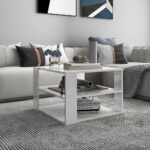 Modern High Gloss White Coffee Table with Storage Shelf for Living Room Decor