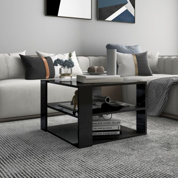 Coffee Table High Gloss Black 60x60x40 cm Engineered Wood