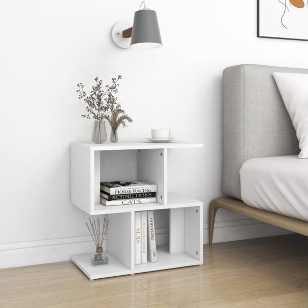 Elegant White Bedside Cabinet Nightstand with Storage Compartments Wood