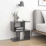 Bedside Cabinet High Gloss Grey 50x30x51.5 cm Engineered Wood