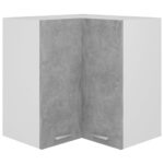 Chic Concrete Grey Corner Cabinet Wall Mounted Kitchen Storage Engineered Wood