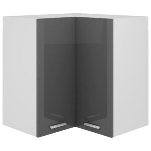 Hanging Corner Cabinet High Gloss Grey 57x57x60 cm Engineered Wood