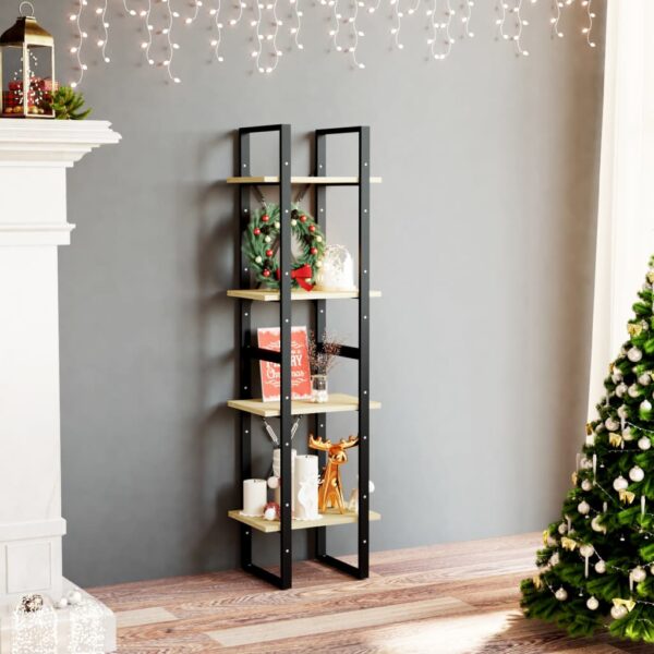 Industrial Solid Pine Wood Bookshelf 4-Tier Storage Organizer Display Unit