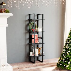 4-Tier Book Cabinet Black 40x30x140 cm Solid Pine Wood