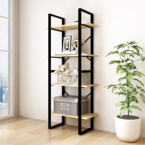 Industrial Solid Pine Wood Bookshelf 4-Tier Storage Organizer Display Unit