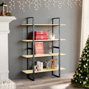 Solid Pine Wood Industrial  Bookshelf 4-Tier Storage Organizer Display