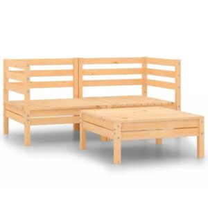 Rustic Solid Wood Garden Lounge Set - Weather Resistant Patio Furniture