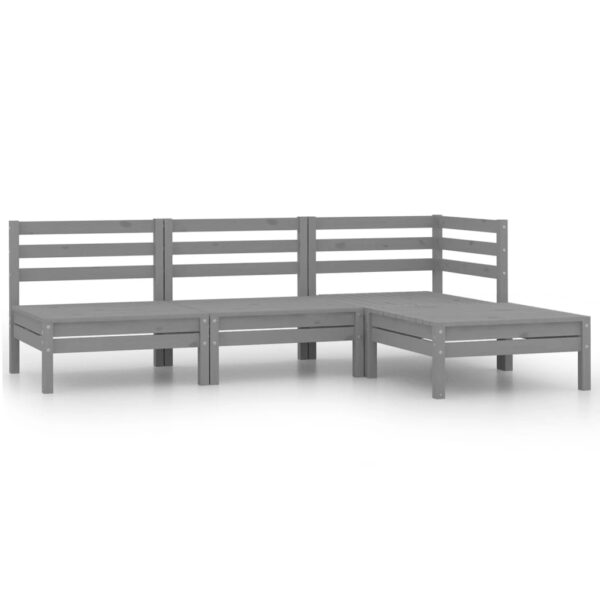 Solid Pinewood Grey Garden Lounge Set Weather Resistant Rustic Charm Patio