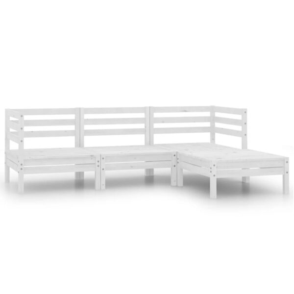 White Solid Pine Wood Garden Lounge Set Rustic Patio Furniture Weather Resistant