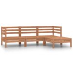 4 Piece Garden Lounge Set Solid Pinewood Honey Brown