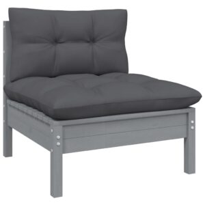 Outdoor Garden Patio Middle Sofa Solid Pinewood with Comfortable Anthracite Cushions