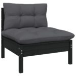 Outdoor Garden Patio Sofa Sectional Middle Chair with Comfort Cushions Black