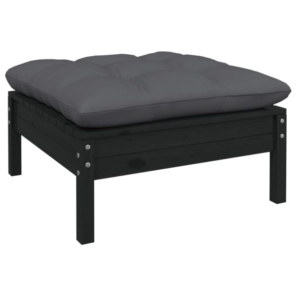 Outdoor Garden Footstool Solid Wood Patio Rest with Comfortable Anthracite Cushion