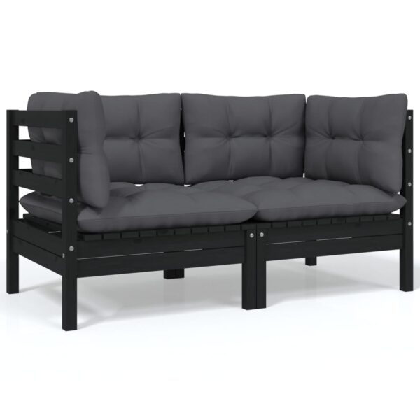 Outdoor Patio Loveseat Sofa with Comfort Cushions Solid Wood Garden Furniture