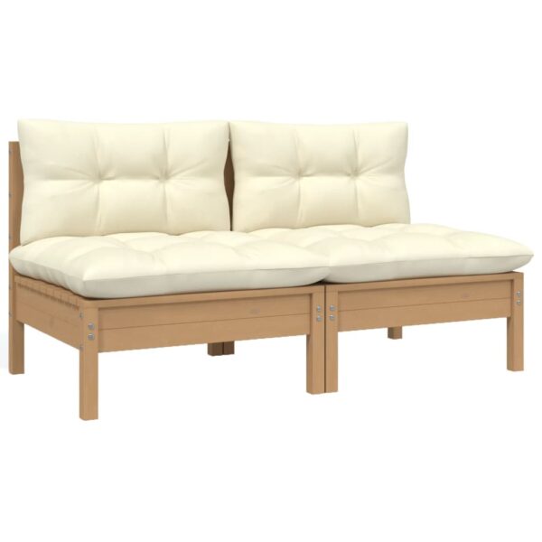 2-Seater Garden Sofa with Cream Cushions Solid Pinewood