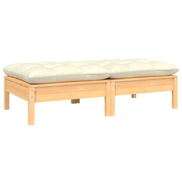 Outdoor Patio Loveseat Sofa Solid Wood with Cream Polyester Cushions Comfort