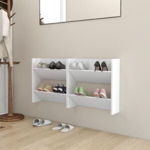 Wall Shoe Cabinets 2 pcs White 60x18x60 cm Engineered Wood