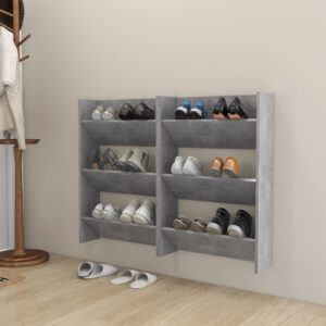 Modern Wall-Mounted Shoe Storage Cabinets Concrete Grey Tipping Shelves