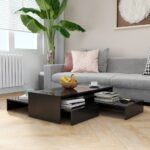 Nesting Coffee Table Set High Gloss Black 100x100x26.5 cm