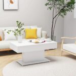 Elegant White Coffee Table Durable Engineered Wood Sturdy Modern Home Furniture