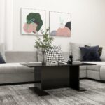 Modern Black Coffee Table Engineered Wood Sturdy Durable Easy Clean Chic Design