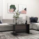 Modern High Gloss Black Coffee Table Durable Engineered Wood Sturdy Chic Design