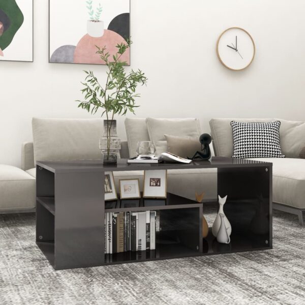 Coffee Table High Gloss Grey 100x50x40 cm Engineered Wood