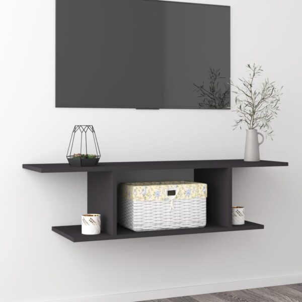 Modern Grey Wall Mounted TV Cabinet Floating Media Console Storage Shelf