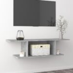 Modern Concrete Grey Wall Mounted TV Cabinet Media Console Storage Shelf