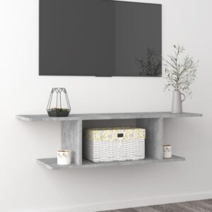 Modern Concrete Grey Wall Mounted TV Cabinet Media Console Storage Shelf