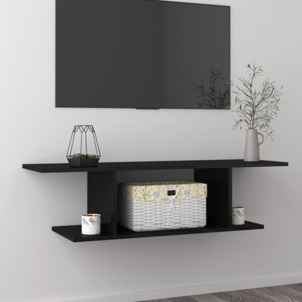 High Gloss Black Floating TV Stand Wall Mount Entertainment Unit Media Console