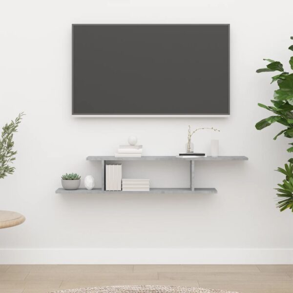 Modern Floating TV Shelf Wall Mount Media Console Storage Engineered Wood Grey