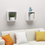 Chic White Floating Wall Cube Shelves Set of Two - Modern Decorative Storage