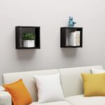 Chic Black Floating Wall Cube Shelves Set - Versatile Display Storage Home Decor