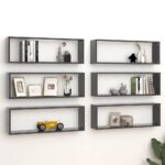 Elegant Grey Wall Mounted Cube Shelves Set for Book CD Display Storage Decor