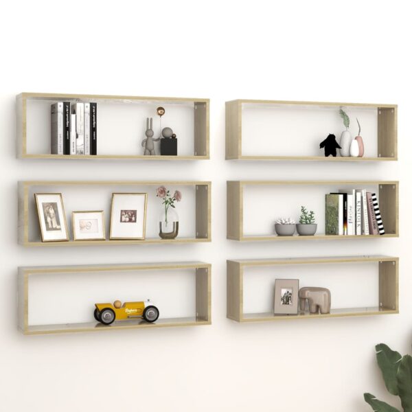 Wall Cube Shelves 6 pcs Sonoma Oak 80x15x26.5 cm Engineered Wood