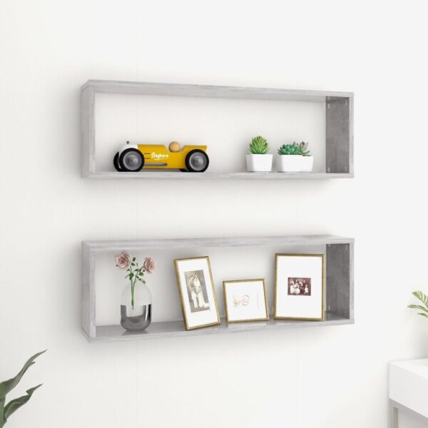 Wall Cube Shelves 2 pcs Concrete Grey 80x15x26.5 cm Engineered Wood