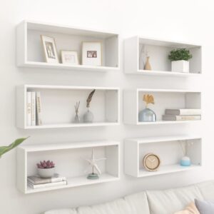 Wall Cube Shelves 6 pcs White 60x15x23 cm Engineered Wood