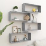 Wall Cube Shelves 4 pcs Concrete Grey 60x15x23 cm Engineered Wood