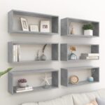 Wall Cube Shelves 6 pcs Concrete Grey 60x15x23 cm Engineered Wood