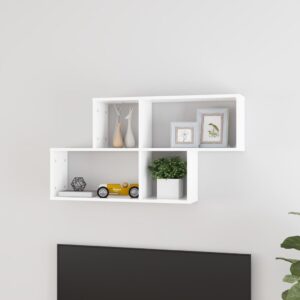 Modern White Floating Wall Shelf - Engineered Wood Display Storage Home Decor