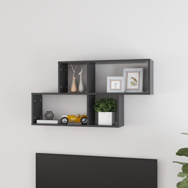 Chic Grey Floating Wall Shelf - Engineered Wood Display Storage Modern Decor