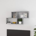 Chic Concrete Grey Floating Wall Shelf Display Storage Engineered Wood Modern