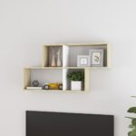 Chic White Sonoma Oak Wall Shelf Display Storage Invisible Mount Engineered Wood