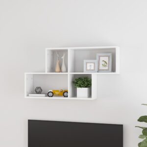 Chic High Gloss White Floating Wall Shelf Display Storage Modern Home Decor