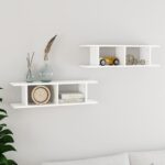 Chic White Floating Wall Shelves Set of Two - Modern Display Storage Home Decor