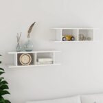 Chic High Gloss White Floating Wall Shelves Set Invisible Mount Decor Display