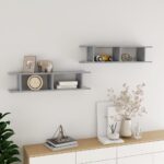 Chic Concrete Grey Floating Wall Shelves Set Invisible Mount Display Storage