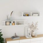 Chic High Gloss White Floating Wall Shelves Set Display Storage Modern Decor